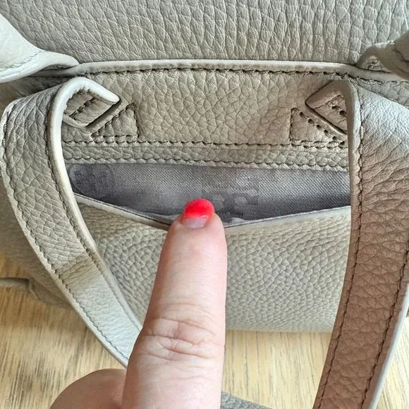 $450 TORY BURCH Thea Mini Pebble Leather Backpack Purse French Gray Tassels EUC - Picture 6 of 13